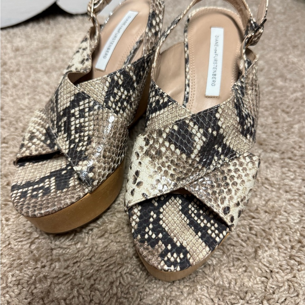 Diane Von Furstenberg Python Print Platform Sandals